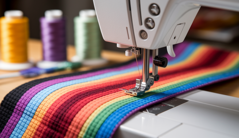 machine-a-coudre-tissu-colore-bobines