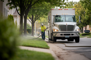 camion-hydrocurage-operateur-tuyau-rue