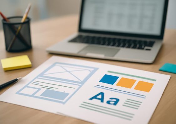 bureau-designer-documents-ordinateur-flou