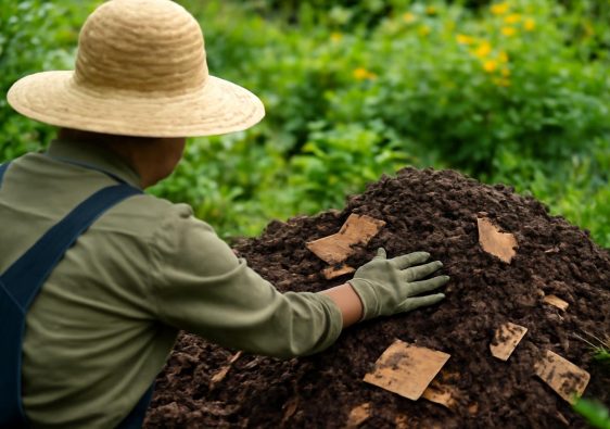 jardinier-compost-carton-plantes-floues
