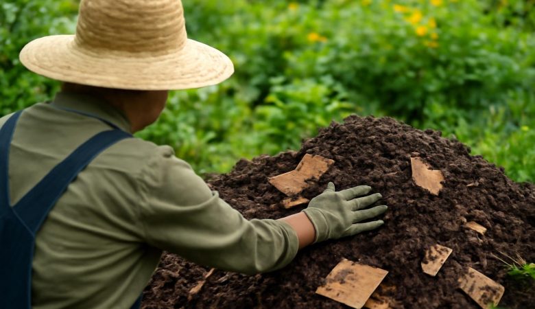 jardinier-compost-carton-plantes-floues