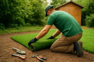 jardinier-genoux-terre-gazon-synthetique