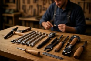 outils-qualite-etabli-bois-personne-floue