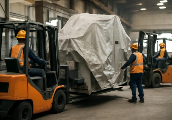 ouvriers-chariots-machinerie-entrepot-industriel