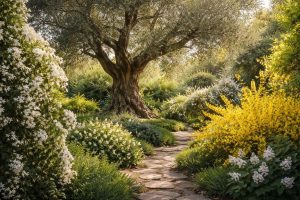 jardin-luxuriant-olivier-jasmin-forsythias
