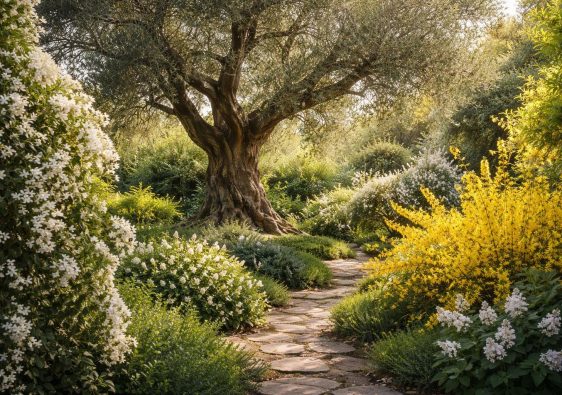 jardin-luxuriant-olivier-jasmin-forsythias