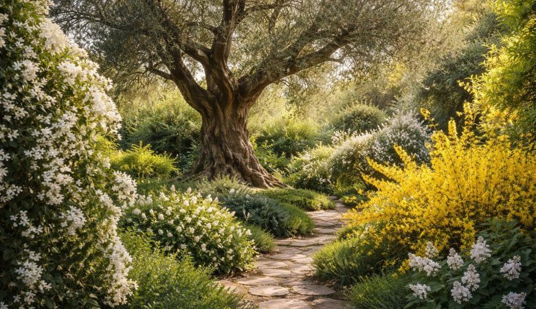 jardin-luxuriant-olivier-jasmin-forsythias