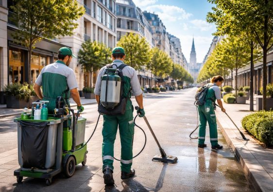 ville-moderne-nettoyeurs-rue-propre