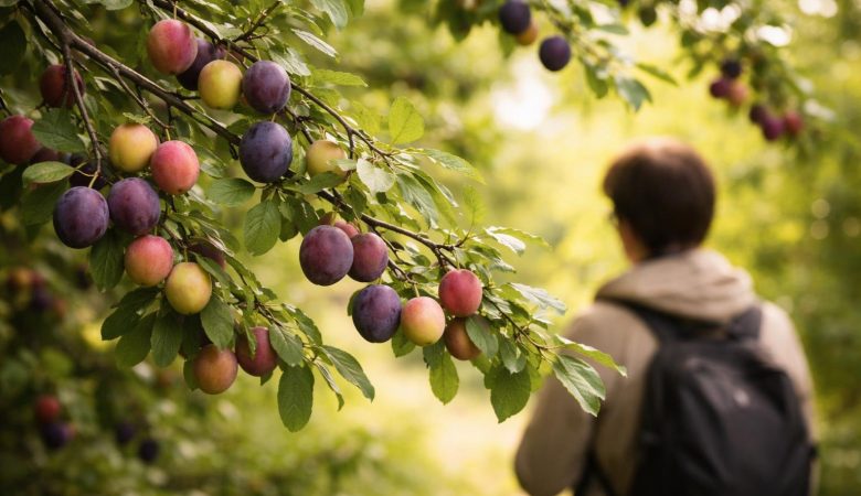arbre-prunes-sauvages-personne-arriere-plan