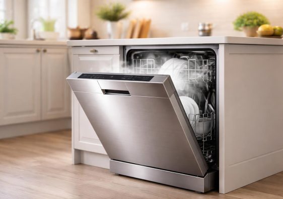 lave-vaisselle-argente-cuisine-lumineuse-vapeur