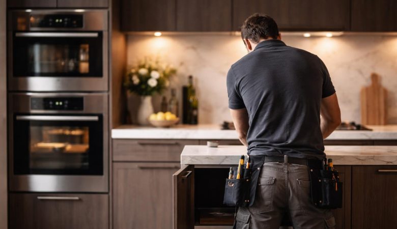 cuisine-moderne-homme-travail-meuble