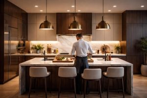 cuisine-moderne-cuisinier-ilot-central