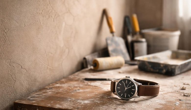 mur-enduit-montre-outils-peinture