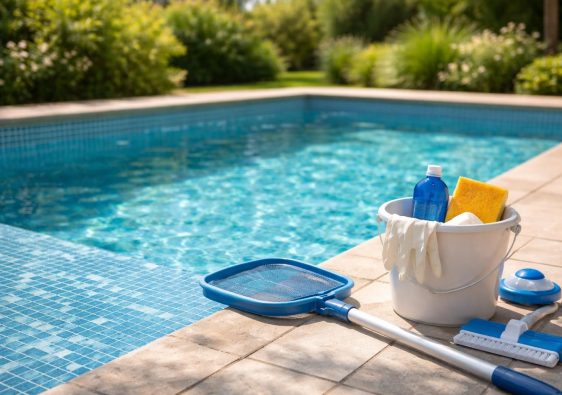 piscine-moderne-outils-jardin-flou