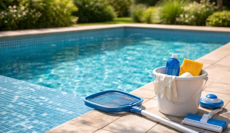 piscine-moderne-outils-jardin-flou